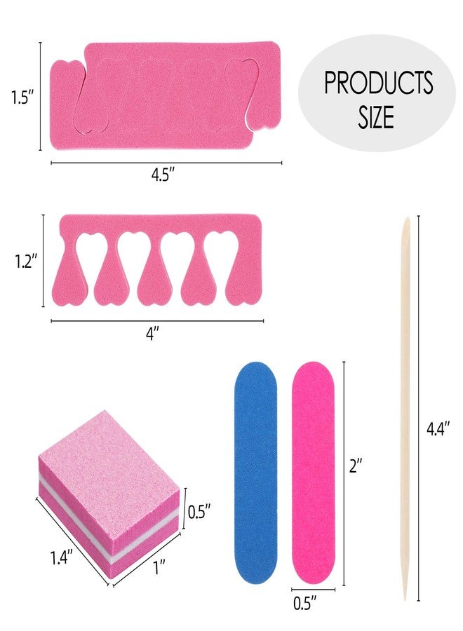 Tecbeauty 277Pcs Toe Separators Set- Nail Spa Party Tools, Mini Nail Files Buffers Block, Orange Nail Sticks Pedicure Wood Cuticle Pushers - Image 2